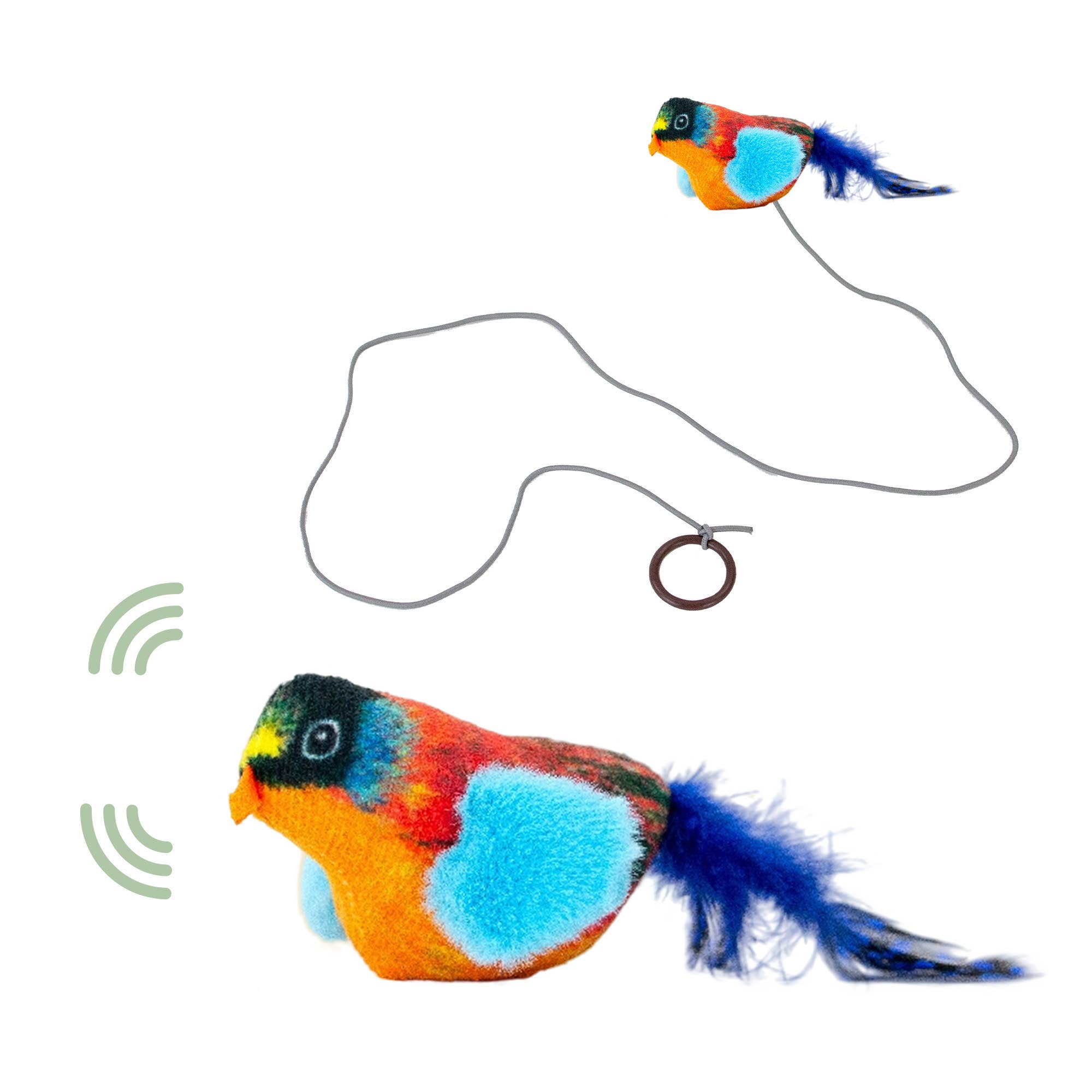 Chirping Birds Cat Toy with 90cm String - Bull Finch - Pilgrim Pet Supplies
