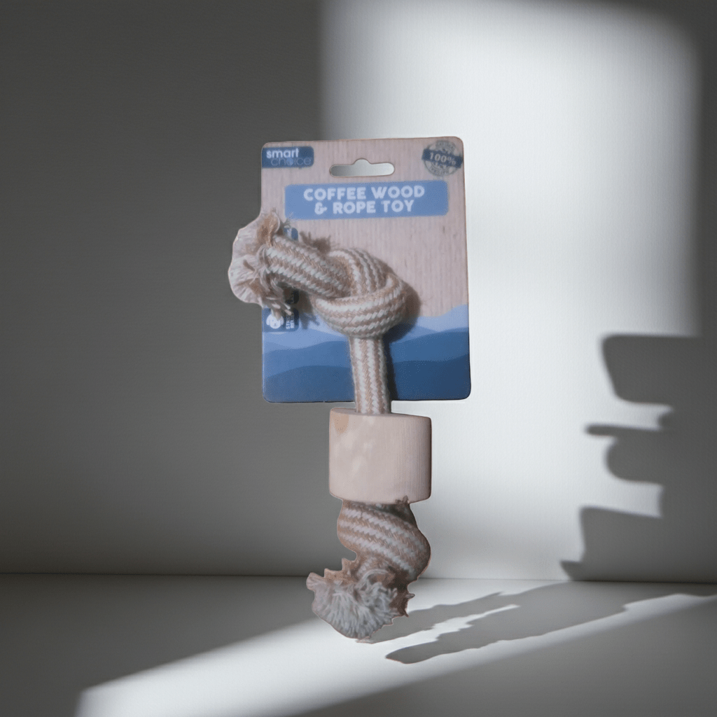 Natural Coffee Wood Dog Toy - Eco - Friendly Hemp Rope Chew Toy | Pilgrim Pets - Pilgrim Pet Supplies