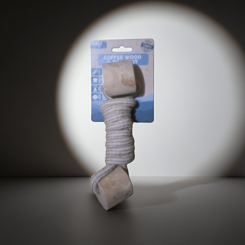 Natural Coffee Wood Dog Toy - Eco - Friendly Hemp Rope Chew Toy | Pilgrim Pets - Pilgrim Pet Supplies