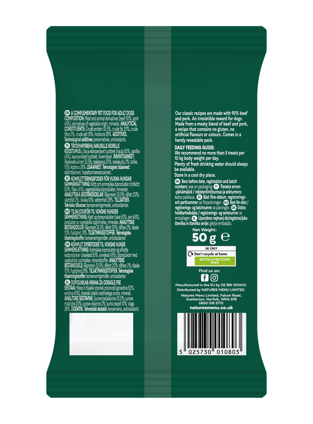 Natures Menu Dog Meaty Treats Beef 50g - Pilgrim Pet Supplies