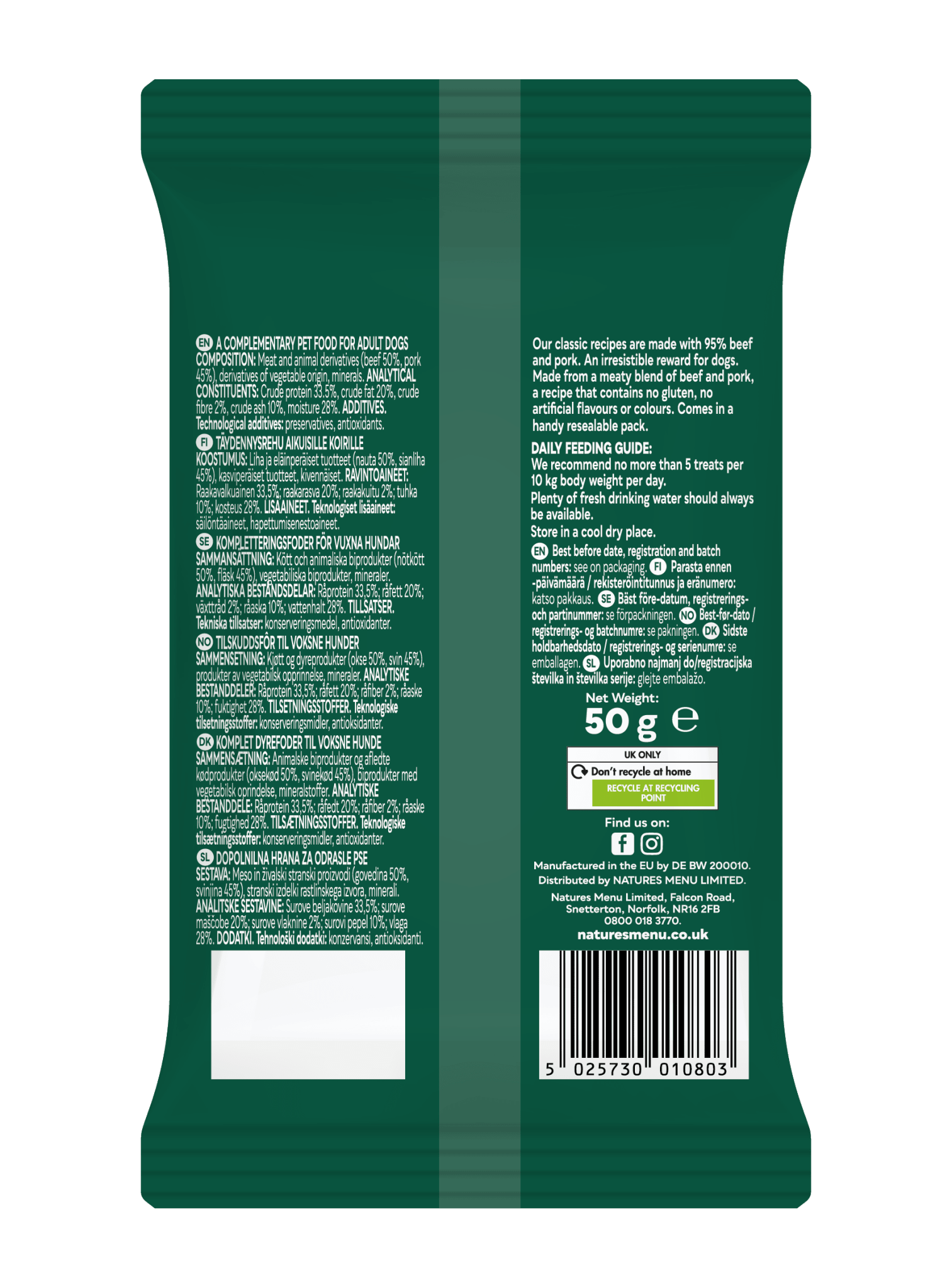 Natures Menu Dog Meaty Treats Beef 50g - Pilgrim Pet Supplies