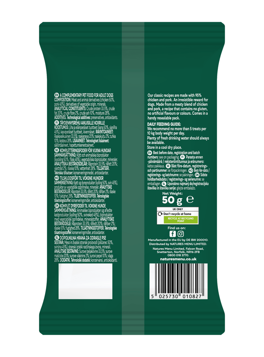 Natures Menu Dog Meaty Treats Chicken 50g - Pilgrim Pet Supplies