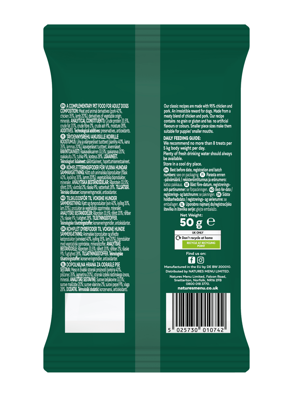 Natures Menu Dog Meaty Treats Chicken & Lamb 50g - Pilgrim Pet Supplies