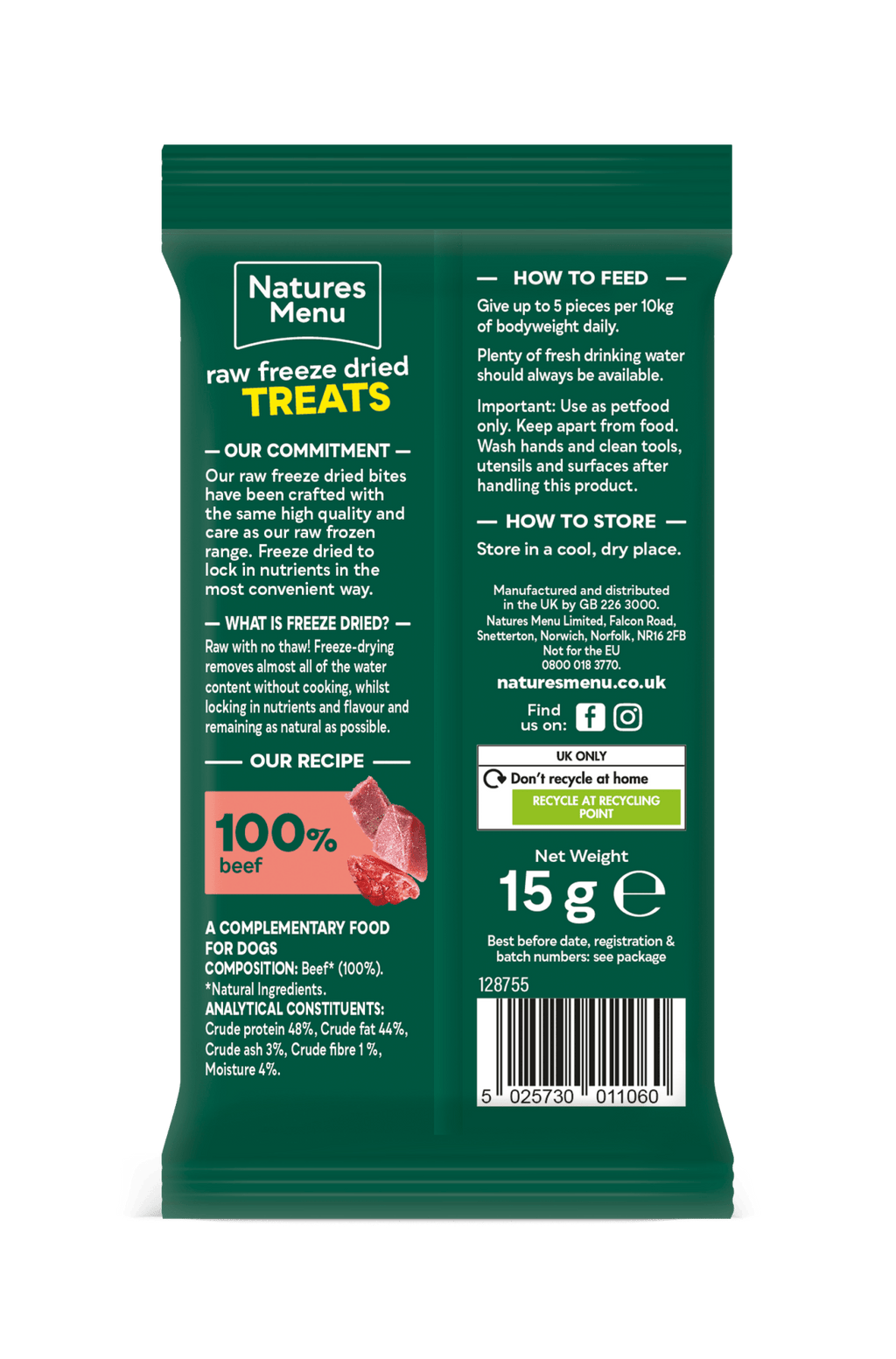 Natures Menu Freeze - Dried Bites Beef 15g - Pilgrim Pet Supplies