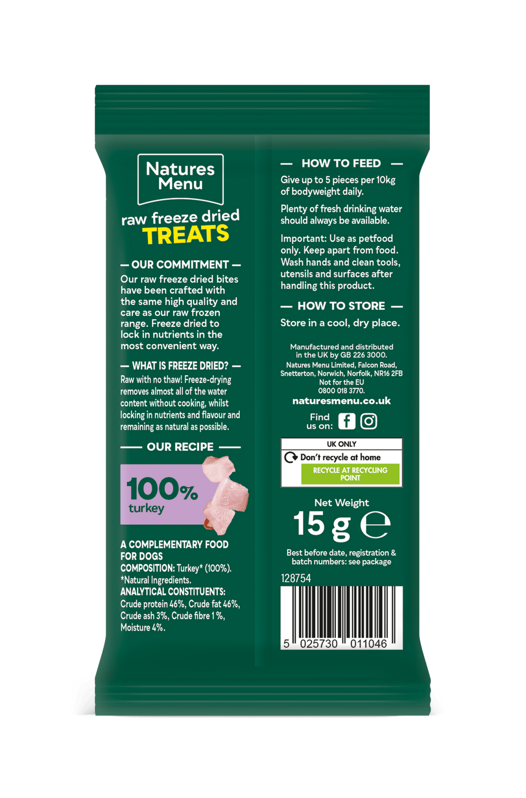 Natures Menu Freeze - Dried Bites Turkey 15g - Pilgrim Pet Supplies