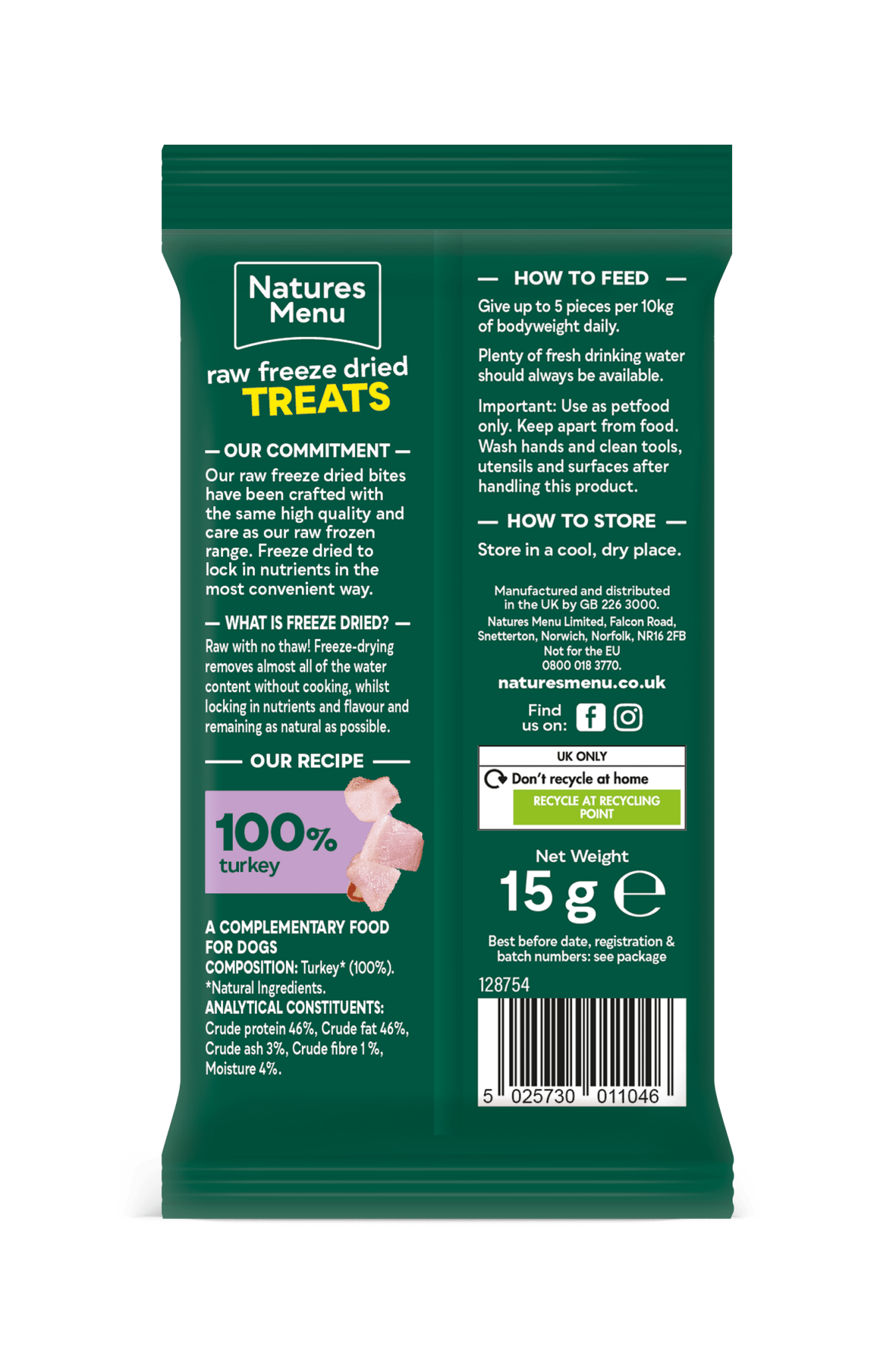 Natures Menu Freeze - Dried Bites Turkey 15g - Pilgrim Pet Supplies